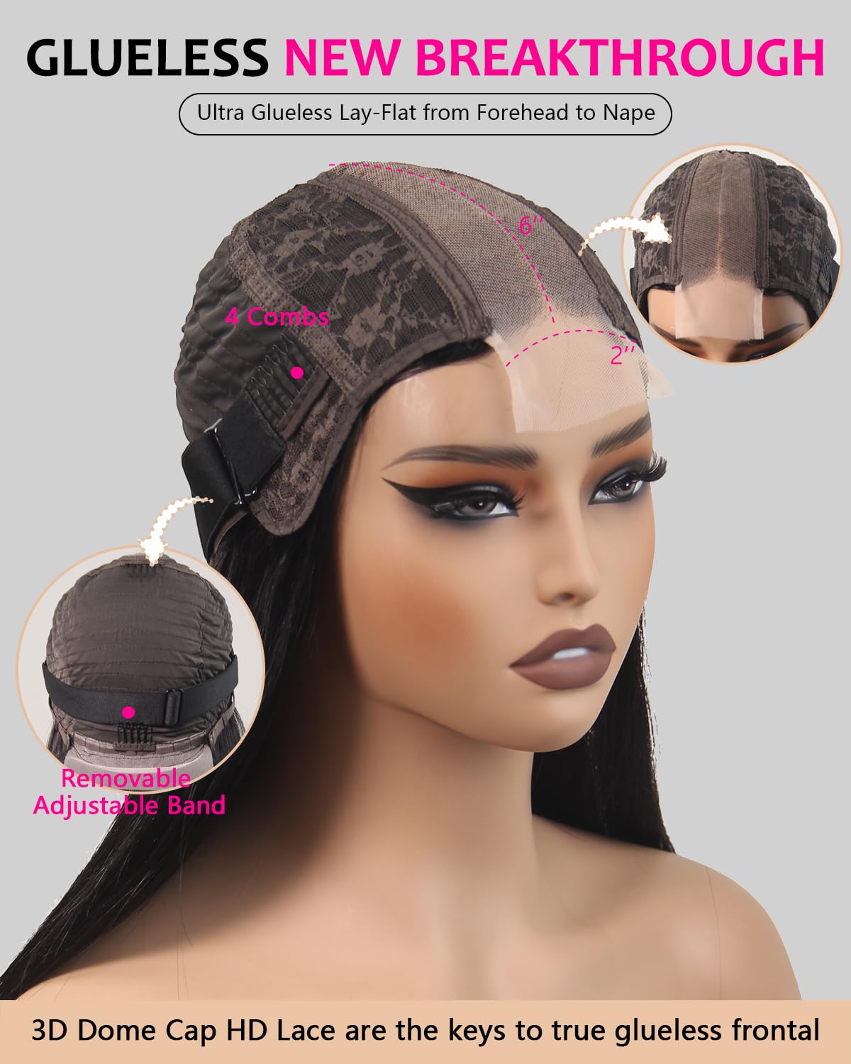 Center Wig Natural Black Remy Hair 2x6 Lace Closure Straight Bob Human Hair Wig