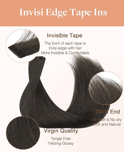 Center Wig Asian Raw Hair #1c Straight Tape In Hair Extensions
