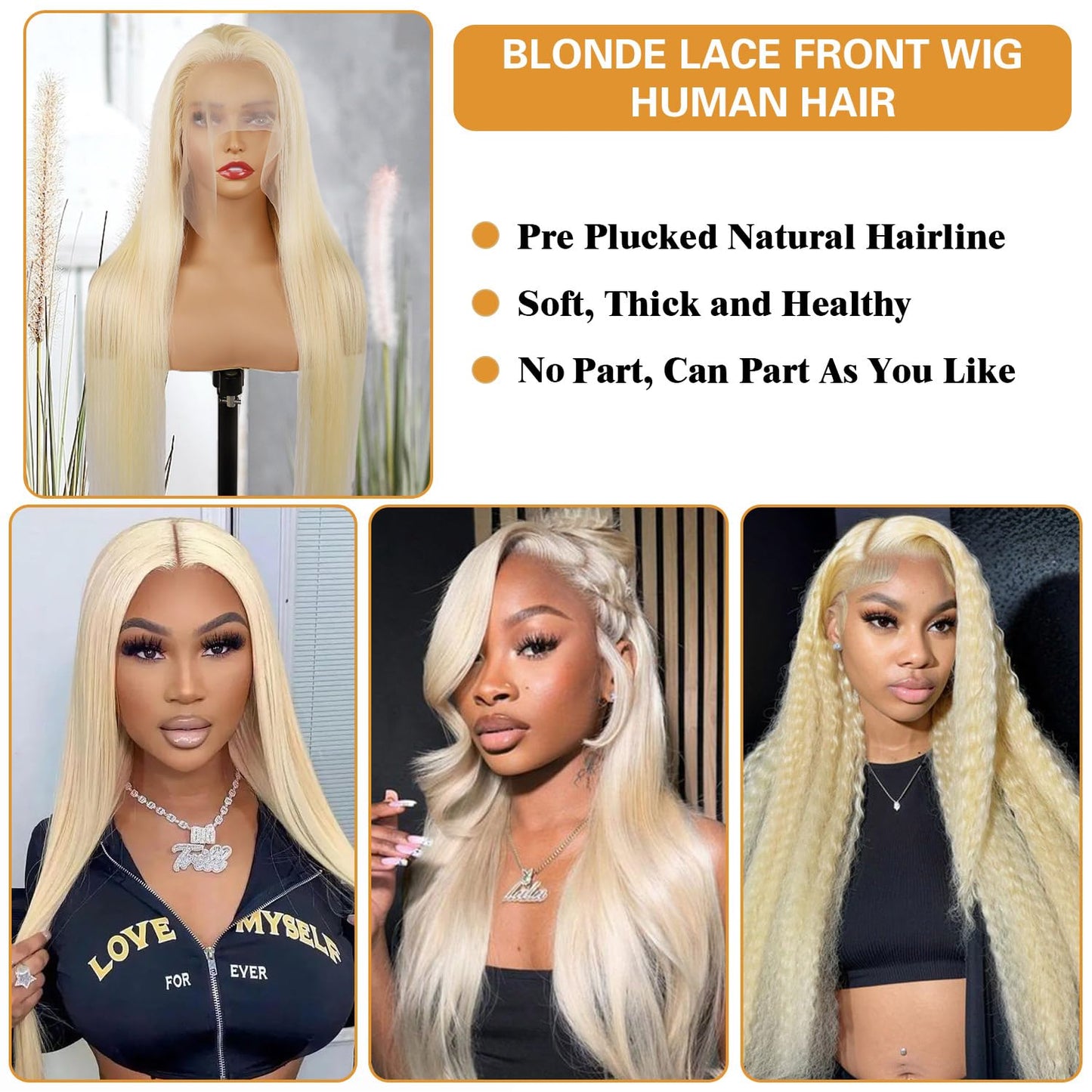 Center Wig 13x4 Straight Lace Front Wig 613 Remy Hair