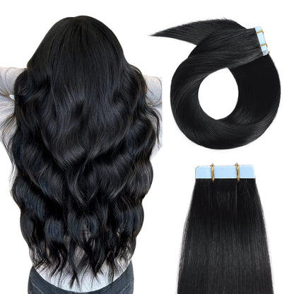 Center Wig Asian Raw Hair #1 Straight Tape In Hair Extensions