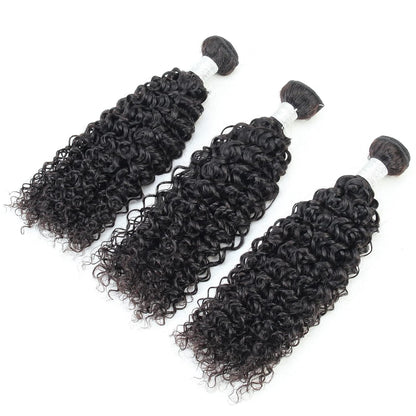Center Wig Remy Hair Black Jerry Curly Bundles Brazilian weaving