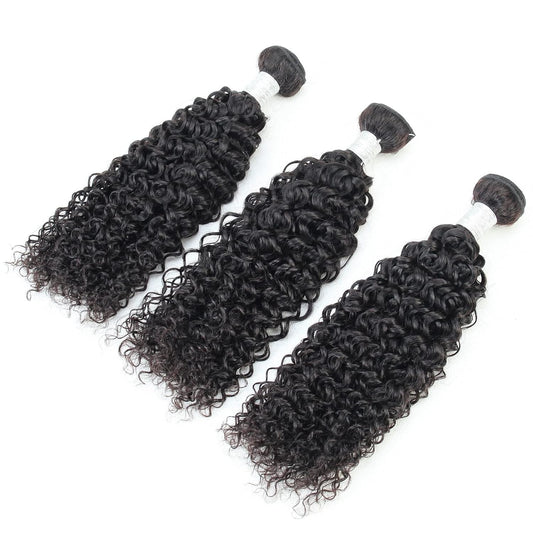 Center Wig Remy Hair Black Jerry Curly Bundles Brazilian weaving