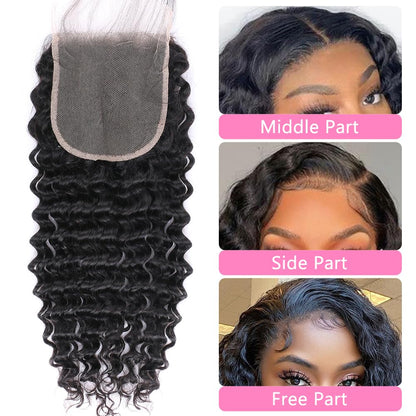 Center Wig Remy Hair 5x5 Deep Wave Closure