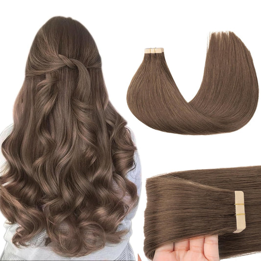 Center Wig Asian Raw Hair #5 Straight Tape In Hair Extensions
