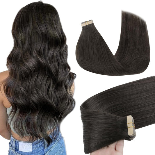 Center Wig Asian Raw Hair #1c Straight Tape In Hair Extensions