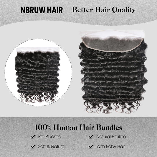 Center Wig Remy Hair 13x4 Deep Wave Frontal