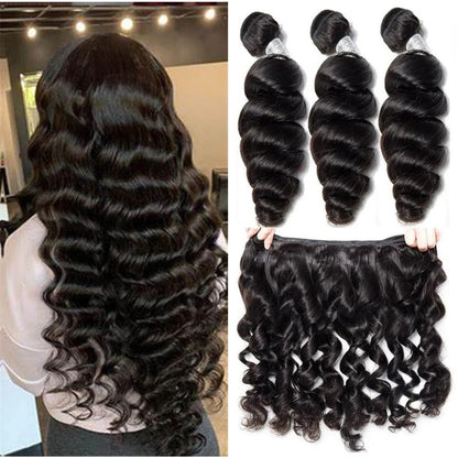 Center Wig Asian Raw Hair Loose Wave Bundles