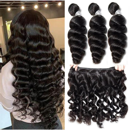 Center Wig Asian Raw Hair Loose Wave Bundles