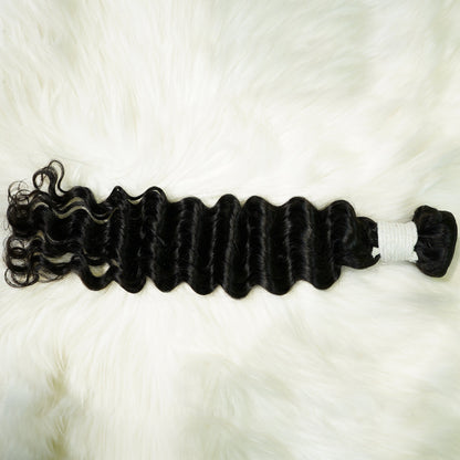 Center Wig Remy Hair Black Deep Wave Bundles Brazilian weaving