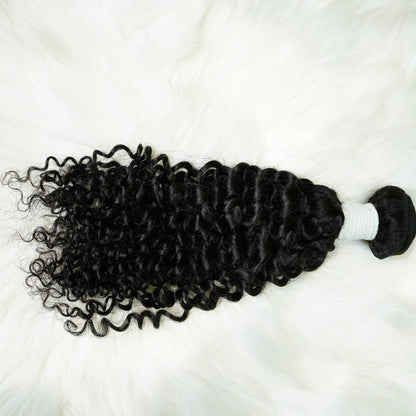 Center Wig Remy Hair Black Jerry Curly Bundles Brazilian weaving