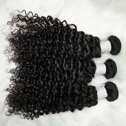 Center Wig Remy Hair Black Jerry Curly Bundles Brazilian weaving
