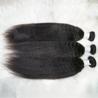 Center Wig Remy Hair Black Yaki Straight Bundles Brazilian weaving