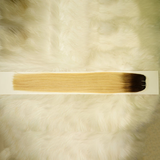 Center Wig Asian Raw Hair #T2/613 Straight Hair Extensions
