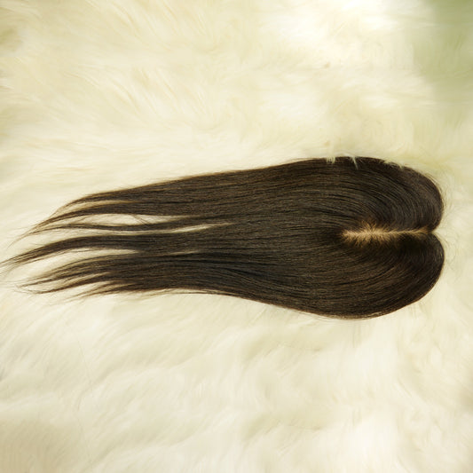 Center Wig Straight Silk Top Human Hair 12 Inch