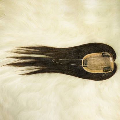 Center Wig Straight Silk Top Human Hair 12 Inch