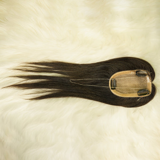 Center Wig Straight Silk Top Human Hair 12 Inch