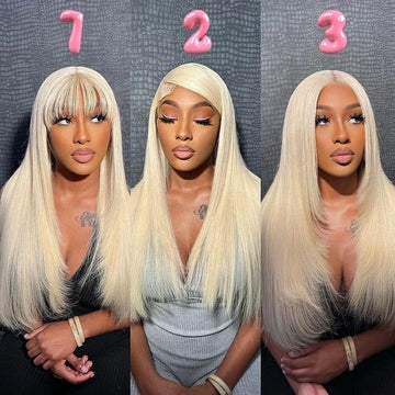 Center Wig 13x4 Straight Lace Front Wig 613 Remy Hair