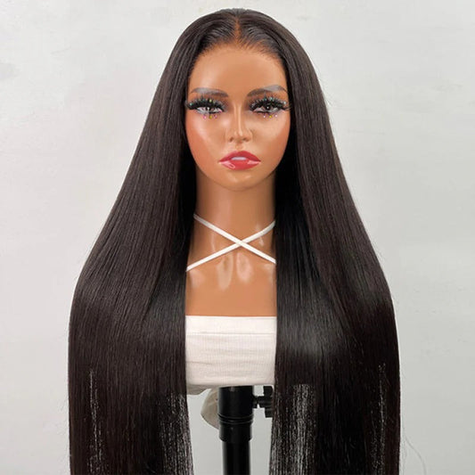 Center Wig Glueless Remy Hair 5x5 Lace Closure Straight Human Hair Wig