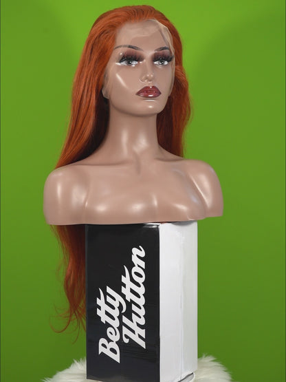 Center Wig 13x4 Straight Lace Front Wig 350 Orange 26 Inch Remy Hair
