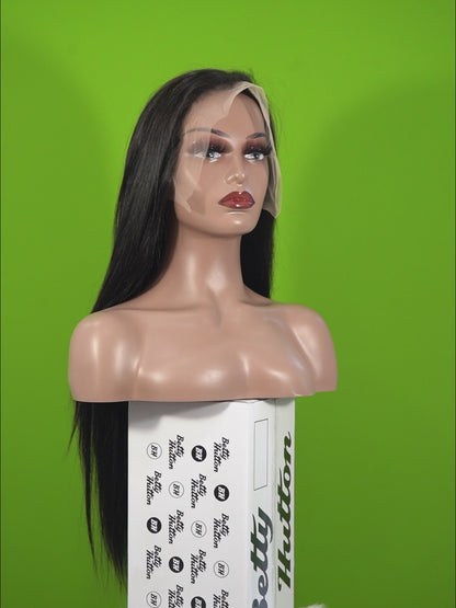 Center Wig 13x6 Double Drams Straight Lace Front Wig Black Remy Hair