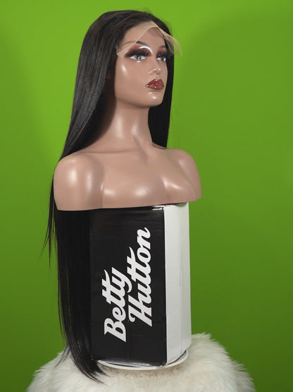 Center Wig Natural Black Remy Hair 6x7 Lace Closure Straight Human Hair Wig