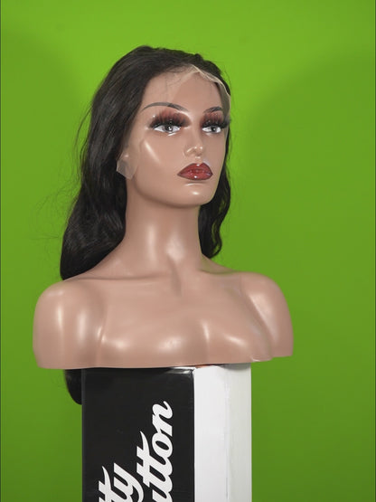 Center Wig 13x4 Body Wave Lace Front Wig Natural Black Remy Hair
