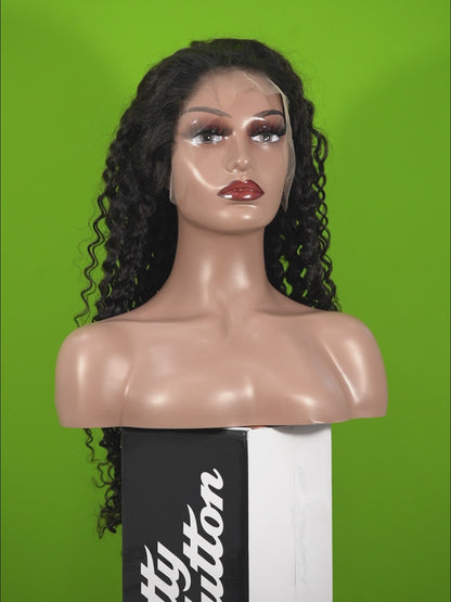 Center Wig Natural Black Asian Raw Hair 13x6 HD Lace Front Wig Deep Wave Human Hair Wig
