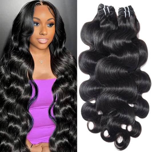 Center Wig Remy Hair Black Body Wave Bundles Laotian Weaving