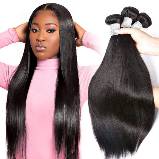 Center Wig Remy Hair Black Straight Bundles Brazilian weaving