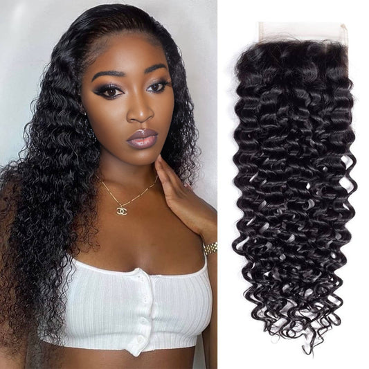 Center Wig Remy Hair 4x4 Jerry Curly Closure