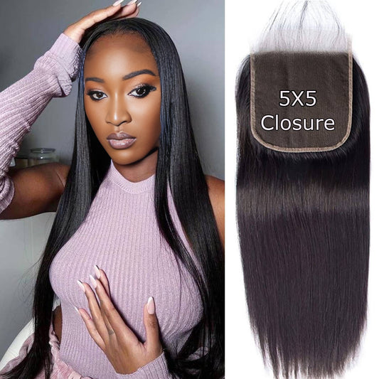 Center Wig Remy Hair 5x5 Closure