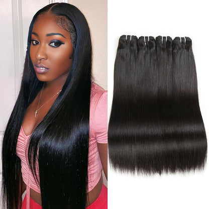 Center Wig Asian Raw Hair Black Straight Bundles