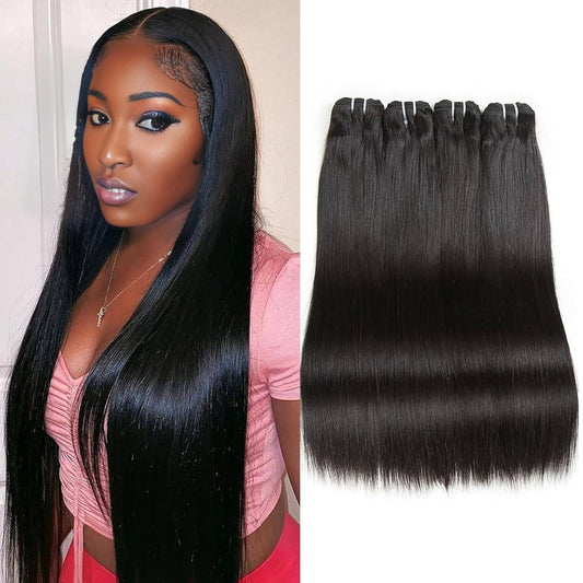Center Wig Asian Raw Hair Black Straight Bundles